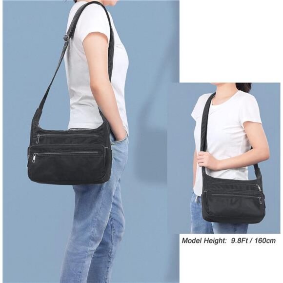 RFID Purses for Women Fabric Nylon Multi Pocket Crossbody Bag - Picture 2 of 7